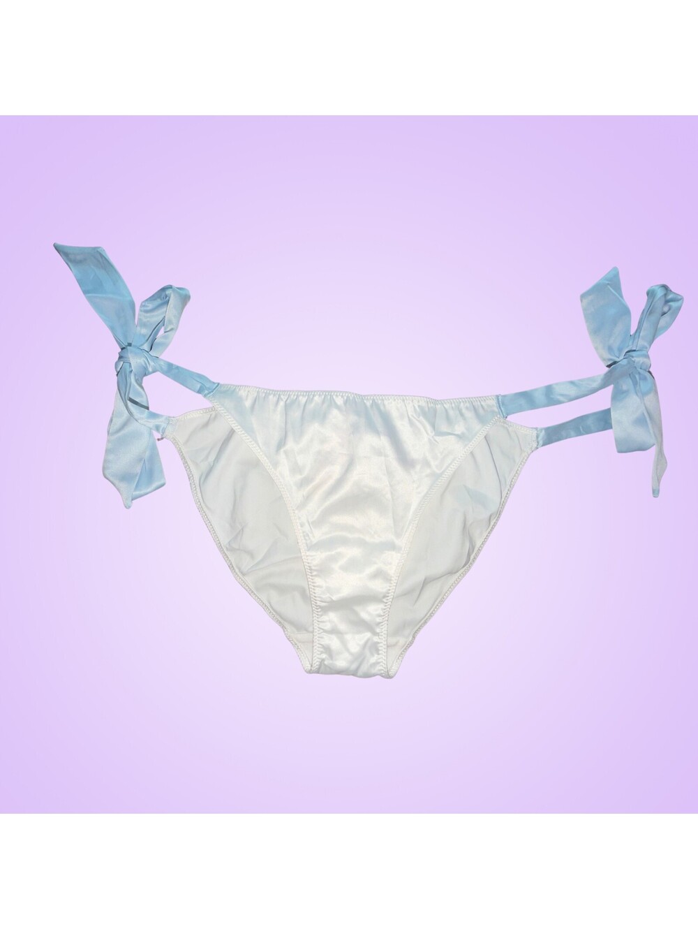 Victoria's Secret Bride Satin Bikini Panty Blue Bow Tie Side Bridal NWT